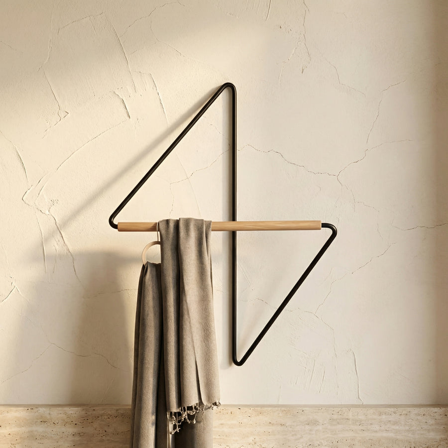 Geometric Metal Wall Coat Rack with Wooden Bar-Home Decor > Decorative Accessories-casanuva-casanuva