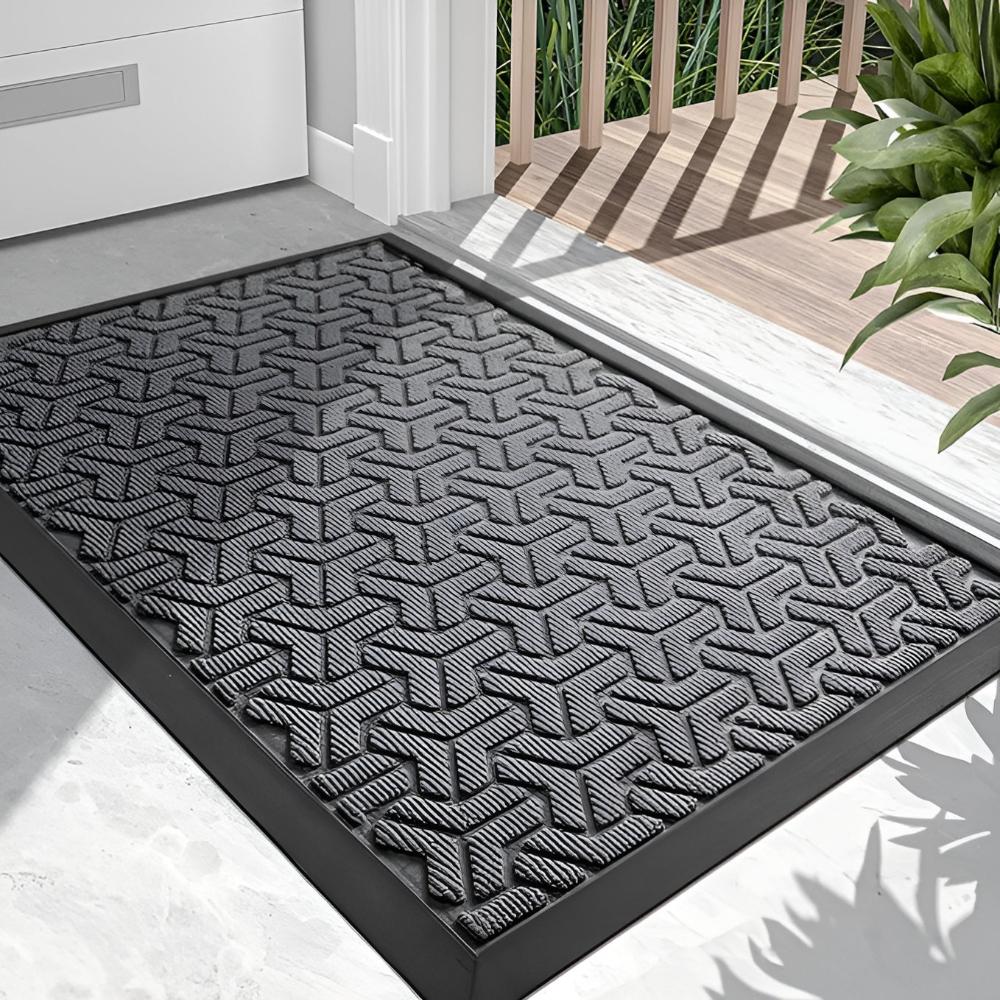 Geometric Pattern Entryway Door Mat-Rugs & Mats > Door Mats-casanuva-Gray-17"x29"-casanuva