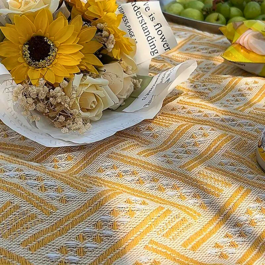 Geometric Picnic Blanket Washable Cotton Blend Foldable Design-Bedding & Bath > Blankets-casanuva-90 × 180 cm-casanuva