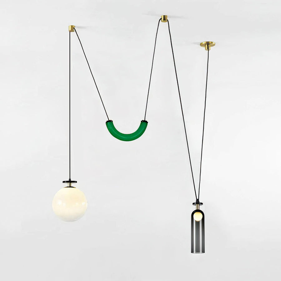 Geometric Shape Modern Chandelier Light Fixture-Lighting > Chandeliers & Pendant Lights-casanuva-Section I Green & Grey &-casanuva
