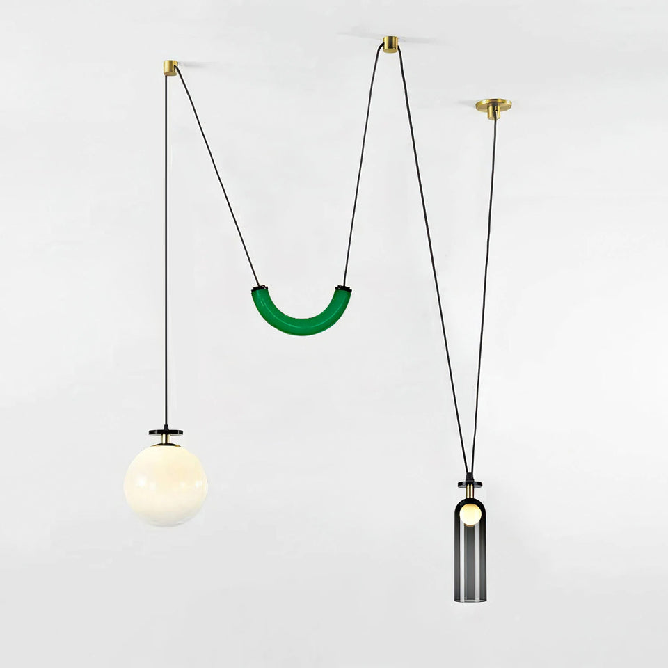 Geometric Shape Modern Chandelier Light Fixture-Lighting > Chandeliers & Pendant Lights-casanuva-Section I Green & Grey &-casanuva