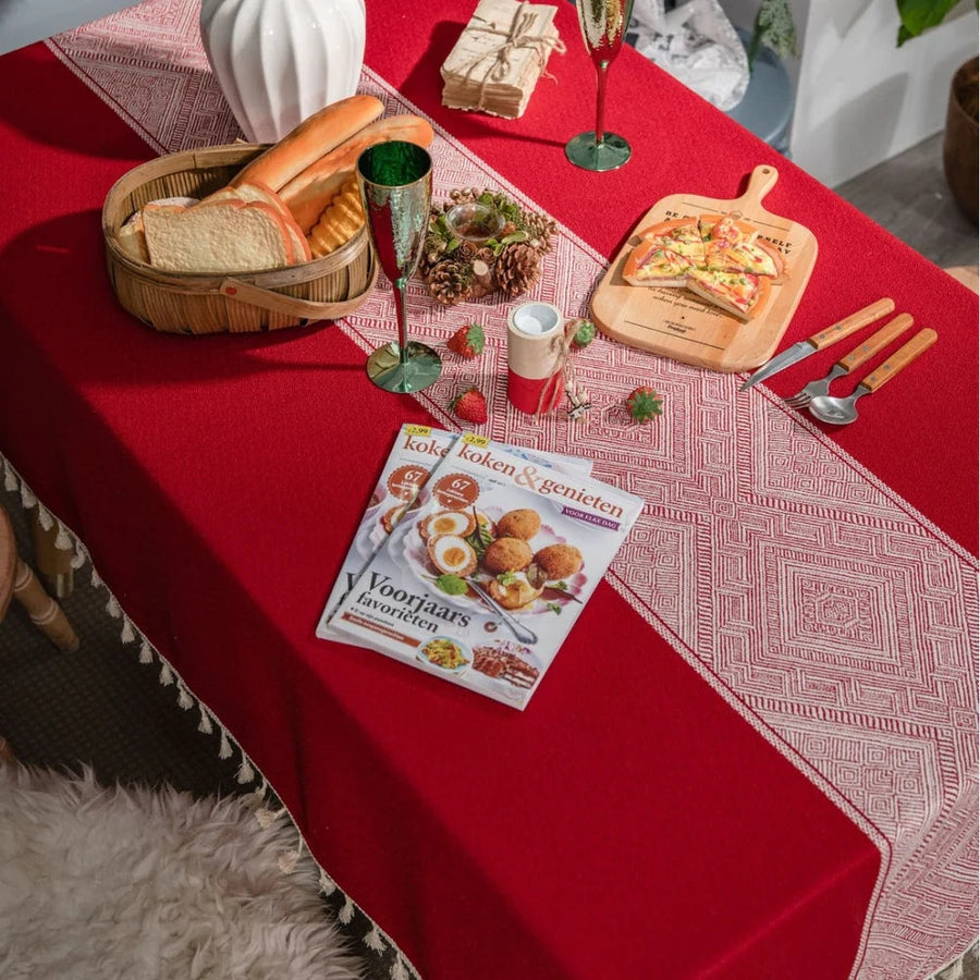 Geometric Tassel Tablecloth-Covers & Textiles > Table Cloths-casanuva-casanuva