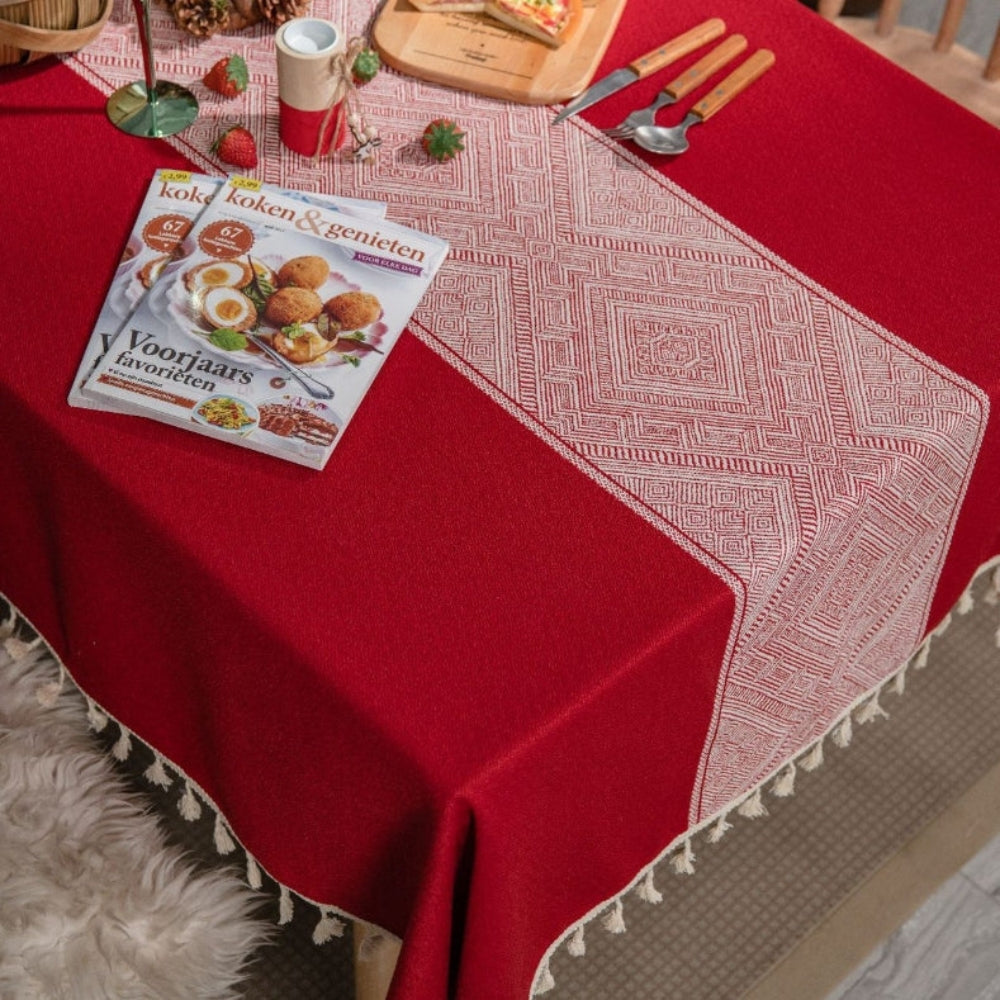 Geometric Tassel Tablecloth-Covers & Textiles > Table Cloths-casanuva-casanuva