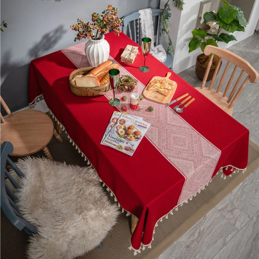 Geometric Tassel Tablecloth-Covers & Textiles > Table Cloths-casanuva-casanuva