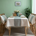 Geometric Tassel Tablecloth-Covers & Textiles > Table Cloths-casanuva-Green-39"x55"-casanuva