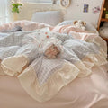 Gingham Check Ruffled Edge Bedding Set-Bedding & Bath > Bedding Sets-casanuva-casanuva