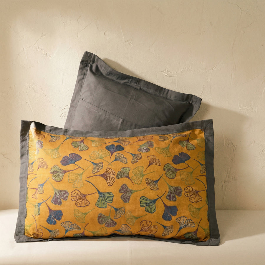 Ginkgo Leaf Embroidered Cotton Pillowcases Set-Bedding & Bath > Pillowcases-casanuva-casanuva