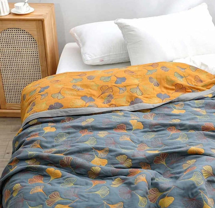 Ginkgo Leaf Throw Blanket Soft Cozy Design-Bedding & Bath > Blankets-casanuva-casanuva