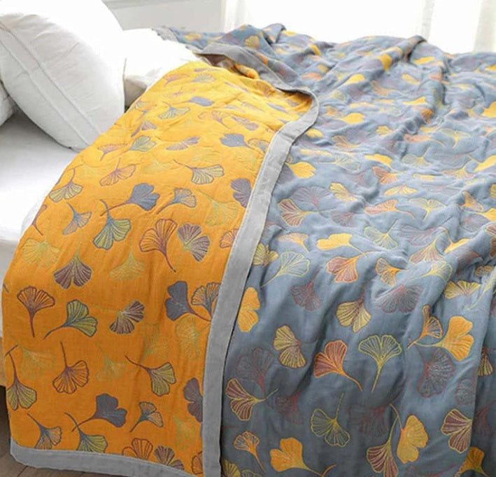 Ginkgo Leaf Throw Blanket Soft Cozy Design-Bedding & Bath > Blankets-casanuva-casanuva