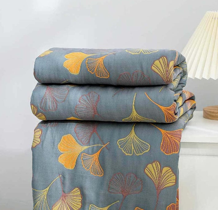 Ginkgo Leaf Throw Blanket Soft Cozy Design-Bedding & Bath > Blankets-casanuva-59"x79"-casanuva