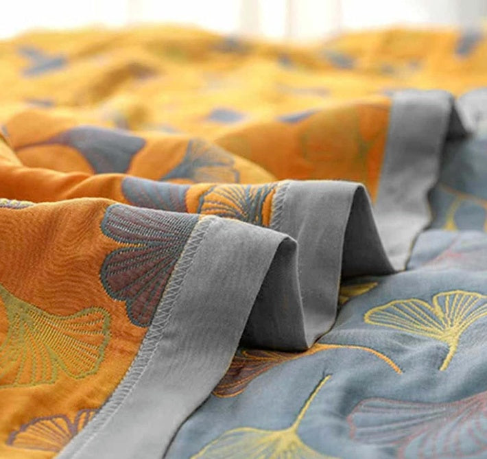 Ginkgo Leaf Throw Blanket Soft Cozy Design-Bedding & Bath > Blankets-casanuva-casanuva