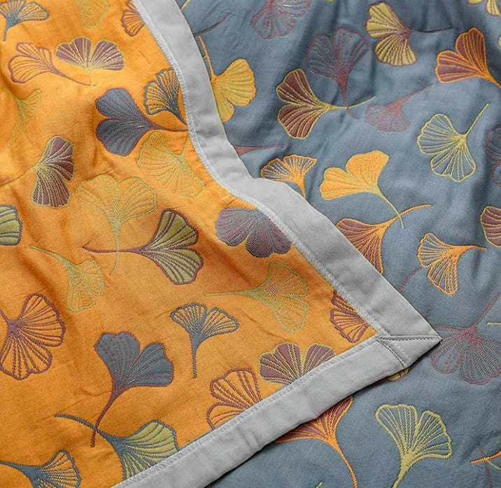 Ginkgo Leaf Throw Blanket Soft Cozy Design-Bedding & Bath > Blankets-casanuva-casanuva