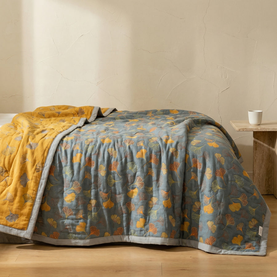 Ginkgo Leaf Throw Blanket Soft Cozy Design-Bedding & Bath > Blankets-casanuva-casanuva