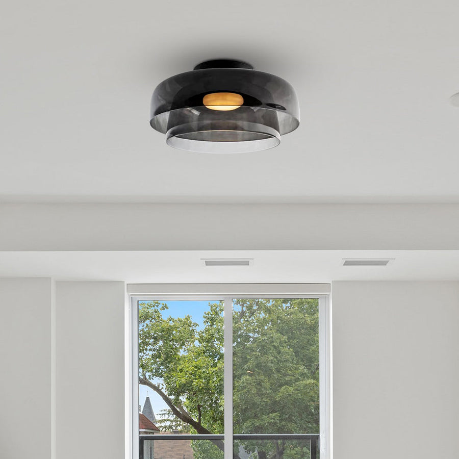Glass Ceiling Light Nordic Medieval Style-Lighting > Ceiling Lights-casanuva-Gray-2 layers-D40*H18cm-3-Color Changeable-casanuva