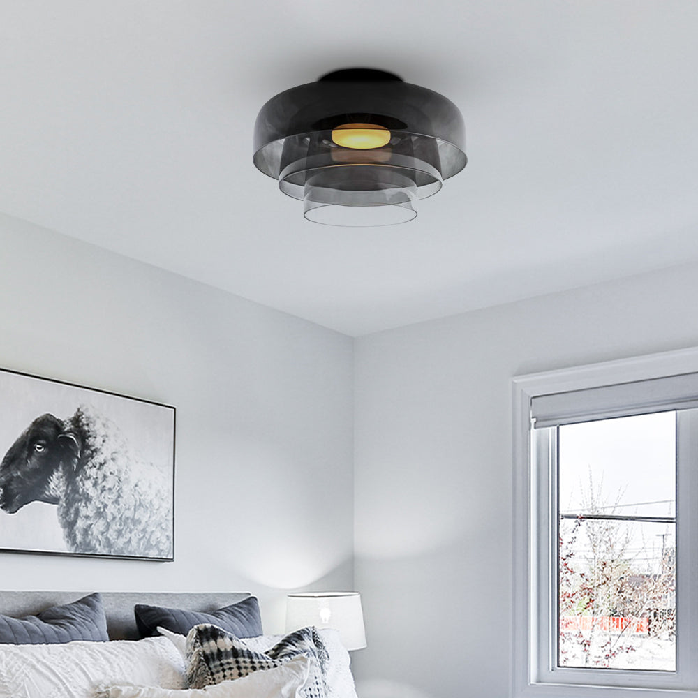 Glass Ceiling Light Nordic Medieval Style-Lighting > Ceiling Lights-casanuva-Gray-3 layers-D42*H26cm-3-Color Changeable-casanuva
