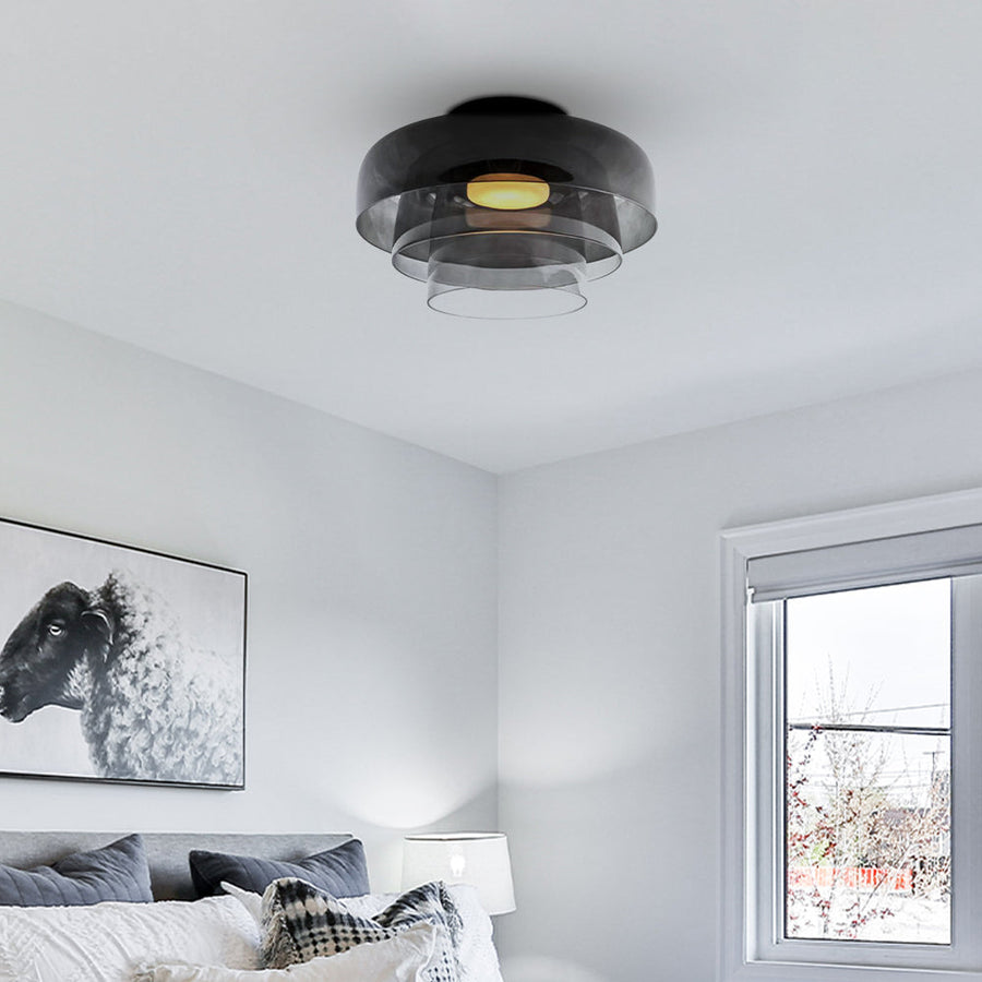 Glass Ceiling Light Nordic Medieval Style-Lighting > Ceiling Lights-casanuva-Gray-3 layers-D42*H26cm-3-Color Changeable-casanuva