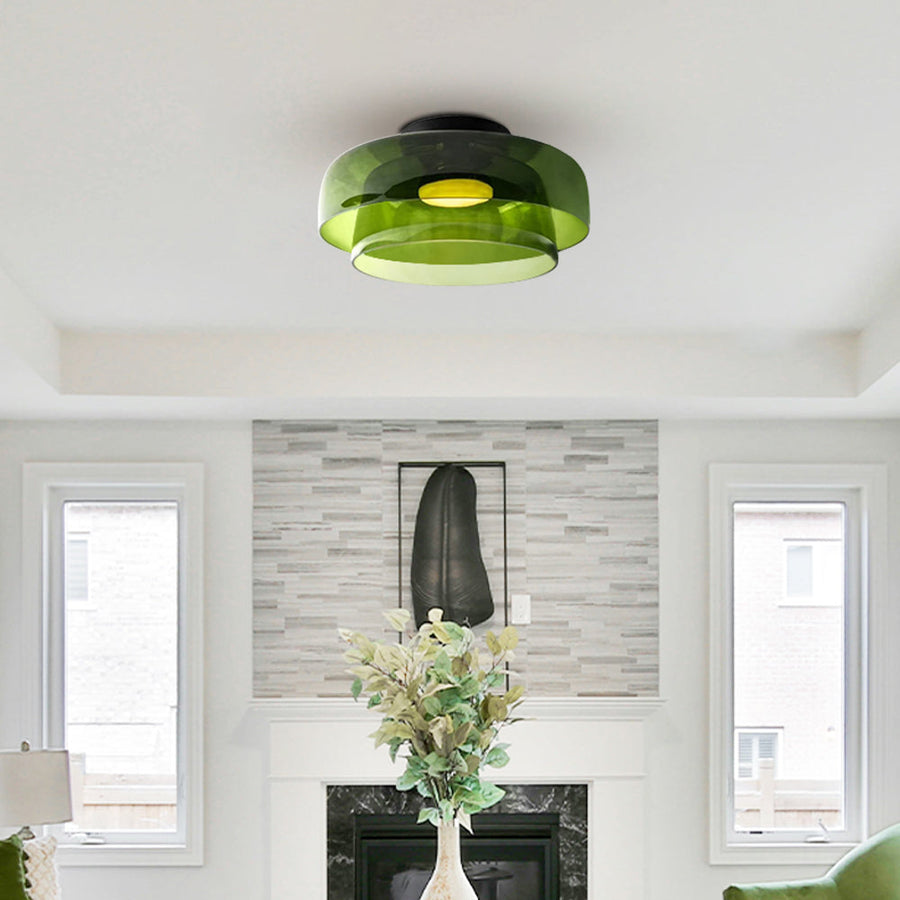 Glass Ceiling Light Nordic Medieval Style-Lighting > Ceiling Lights-casanuva-Green-2 layers-D40*H18cm-3-Color Changeable-casanuva