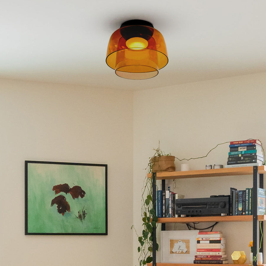Glass Ceiling Light Nordic Medieval Style-Lighting > Ceiling Lights-casanuva-Orange-2 layers-D32*H24cm-3-Color Changeable-casanuva
