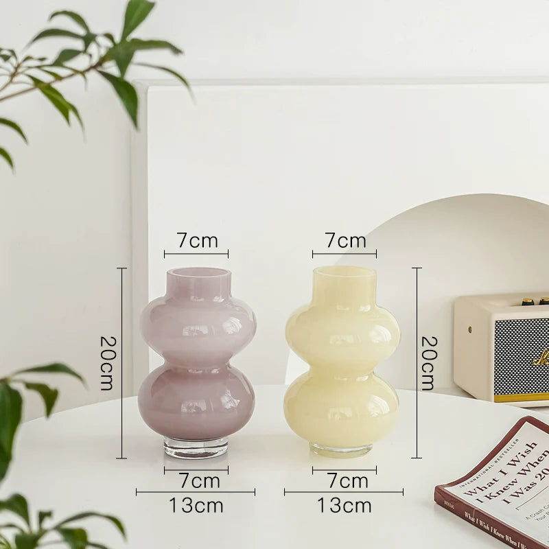 Glass Flower Vase Retro Design-Home Decor > Vases-casanuva-20cm Pink Custard Set-casanuva
