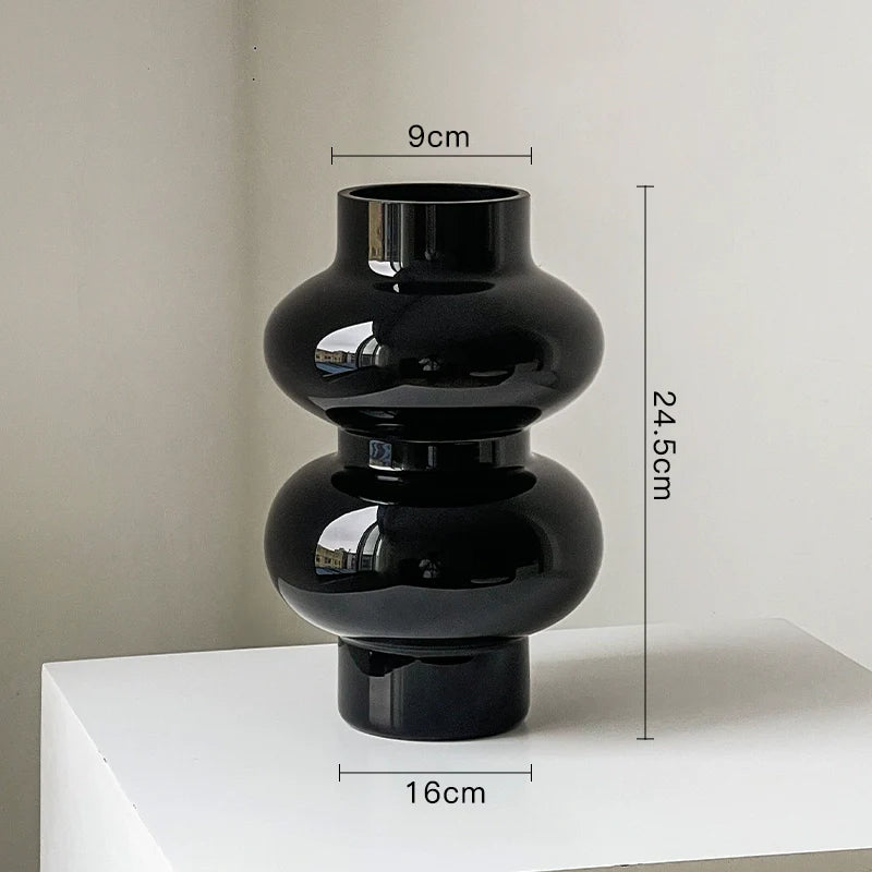 Glass Flower Vase Retro Design-Home Decor > Vases-casanuva-Black A 24.5cm-casanuva