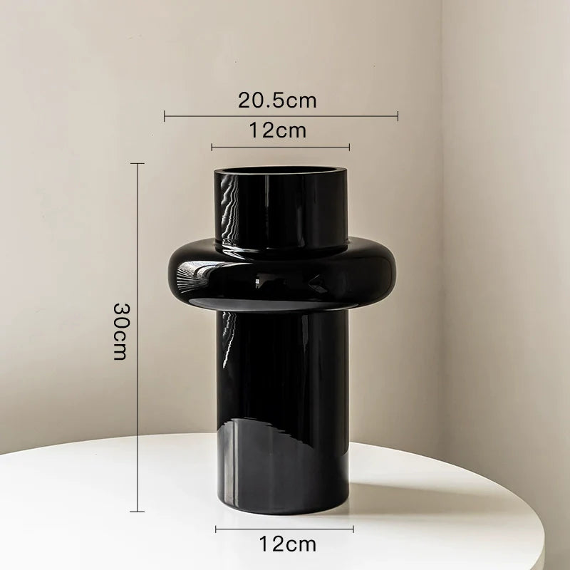 Glass Flower Vase Retro Design-Home Decor > Vases-casanuva-Black B 30cm-casanuva