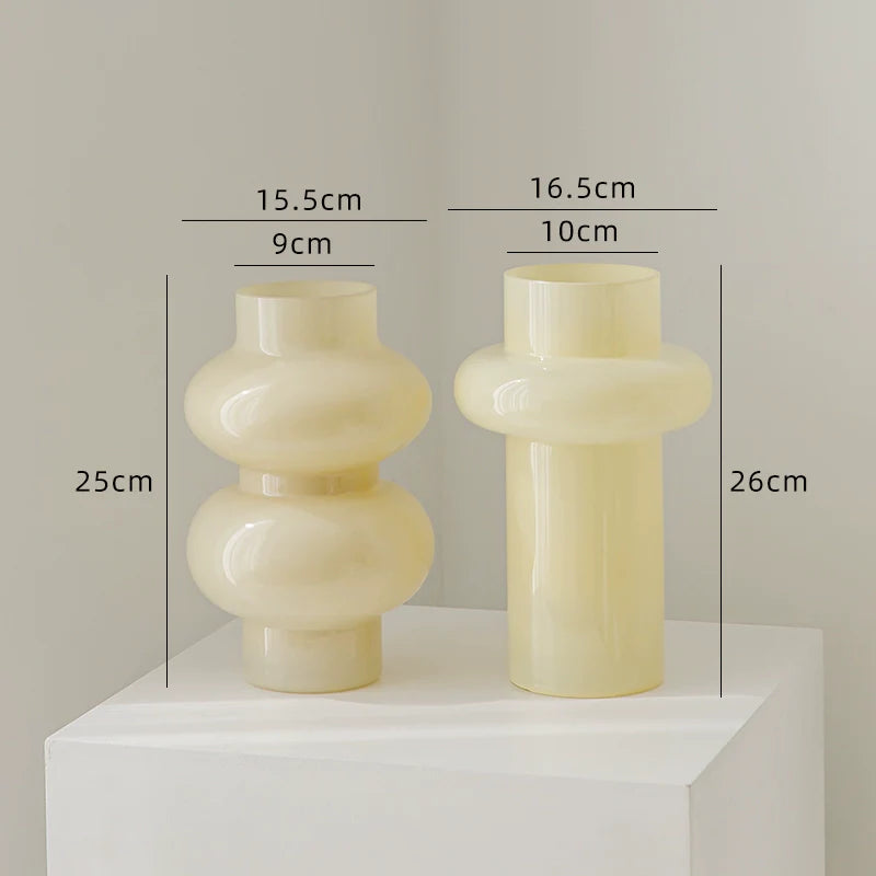 Glass Flower Vase Retro Design-Home Decor > Vases-casanuva-Custard 2-piece set-casanuva