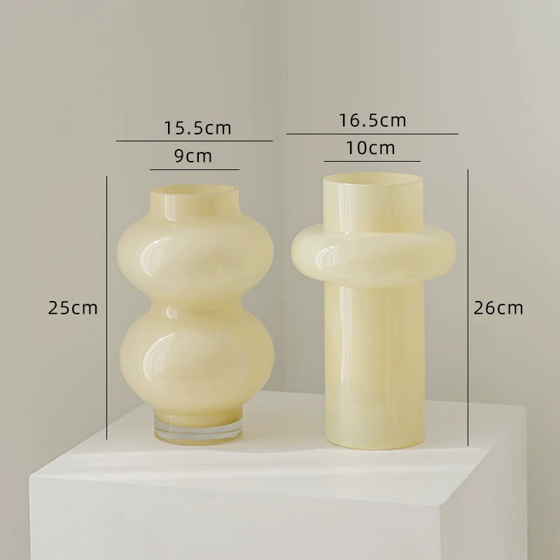 Glass Flower Vase Retro Design-Home Decor > Vases-casanuva-Custard 2-piece set C-casanuva