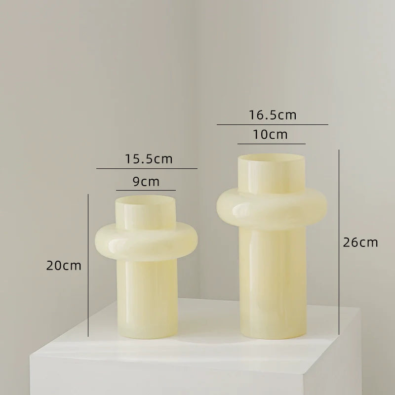Glass Flower Vase Retro Design-Home Decor > Vases-casanuva-Custard 2-piece set E-casanuva