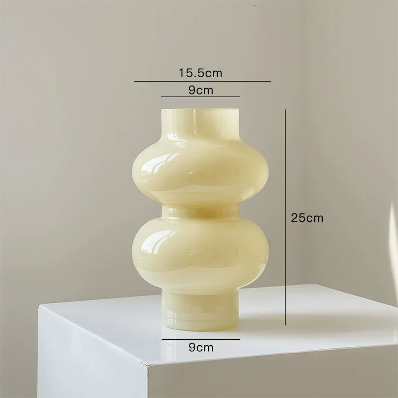 Glass Flower Vase Retro Design-Home Decor > Vases-casanuva-Custard A 25cm-casanuva
