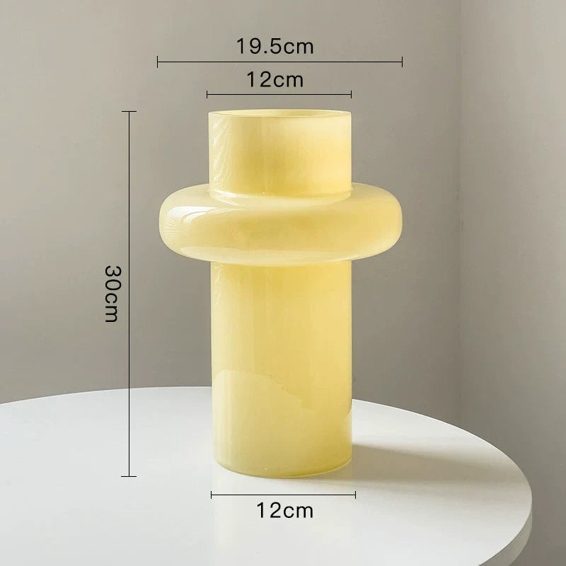 Glass Flower Vase Retro Design-Home Decor > Vases-casanuva-Custard B 30cm-casanuva