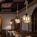 Glass Globe Pendant Light with Retro Rope Hanging Design-Lighting > Pendant Lights-casanuva-casanuva