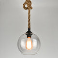 Glass Globe Pendant Light with Retro Rope Hanging Design-Lighting > Pendant Lights-casanuva-7.87''-Clear-220V-240V-casanuva