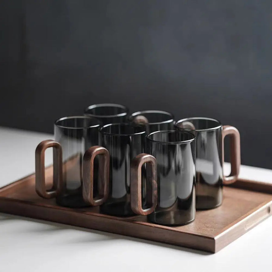 Glass Mug with Rustic Wooden Handle-Kitchen & Dining > Tableware-casanuva-casanuva
