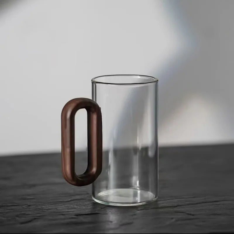 Glass Mug with Rustic Wooden Handle-Kitchen & Dining > Tableware-casanuva-4 Mugs-Bright Horizon-casanuva