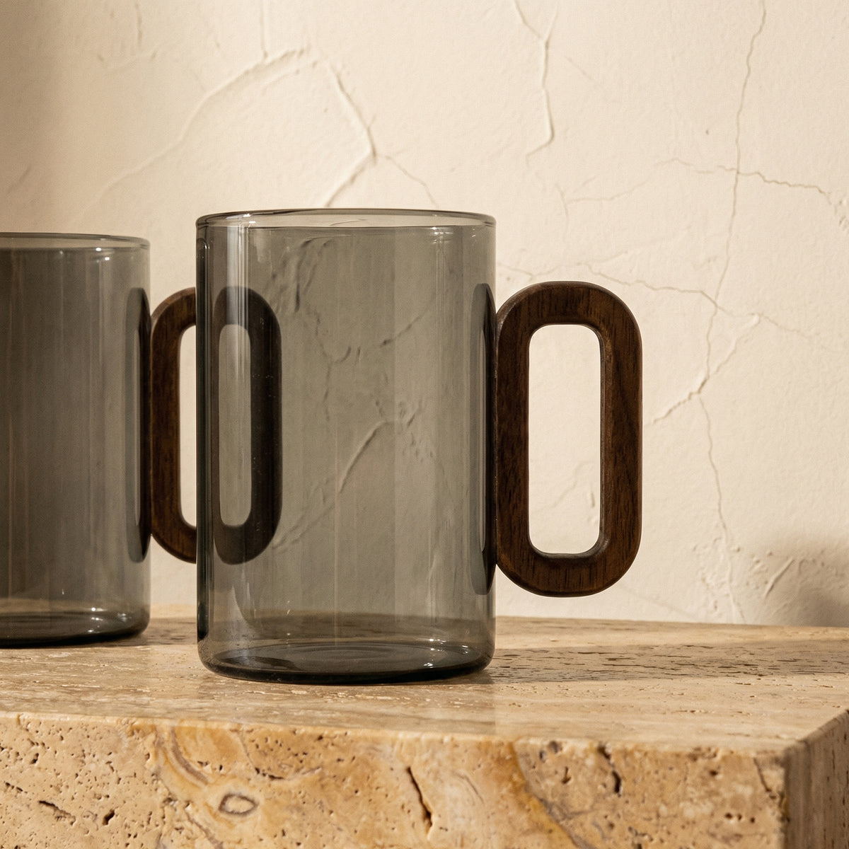 Glass Mug with Rustic Wooden Handle-Kitchen & Dining > Tableware-casanuva-casanuva