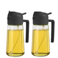 Glass Oil Sprayer and Dispenser 2 in 1-Kitchen & Dining > Kitchen Accessories-casanuva-2 PCs - Black-casanuva