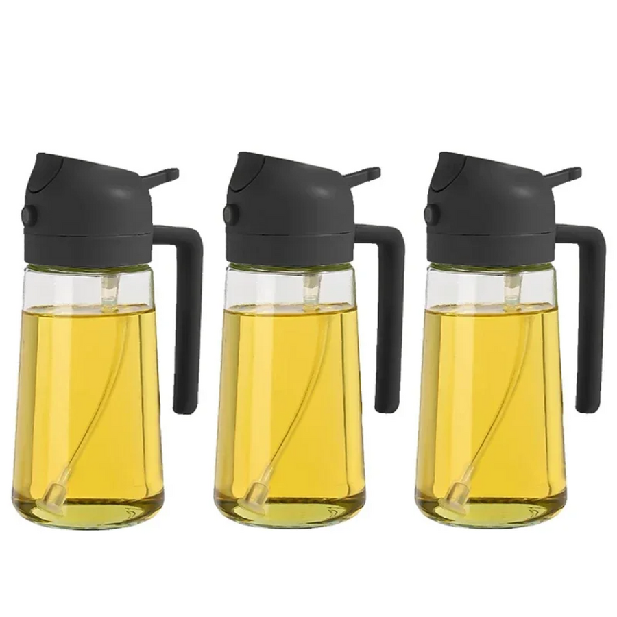 Glass Oil Sprayer and Dispenser 2 in 1-Kitchen & Dining > Kitchen Accessories-casanuva-3 PCs - Black-casanuva