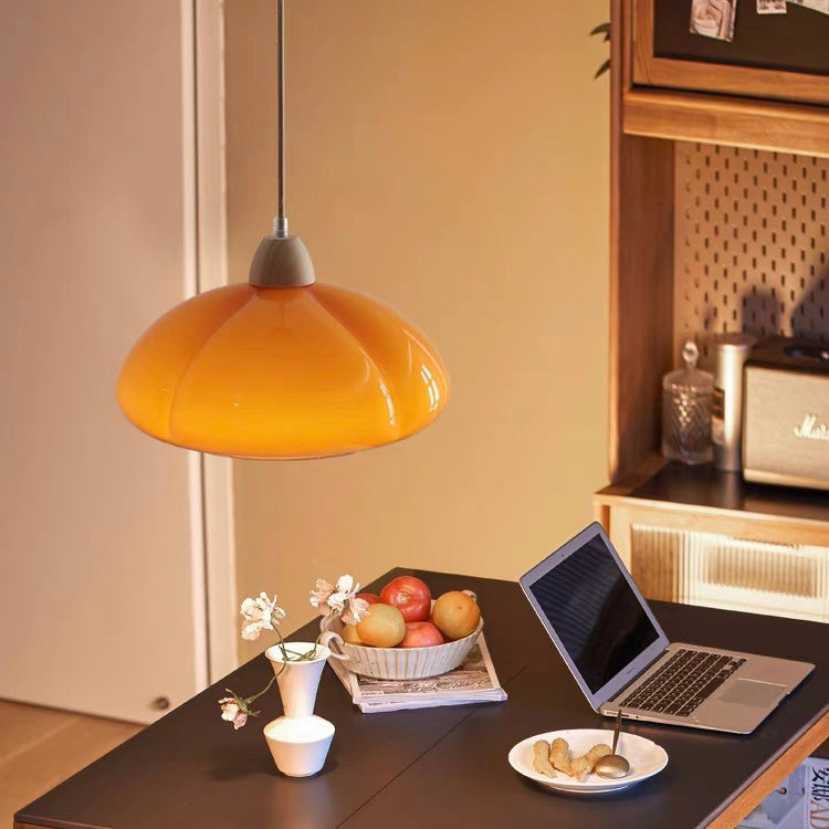 Glass Pendant Light for Retro Kitchen Island-Lighting > Pendant Lights-casanuva-Orange-D30*H19CM-casanuva
