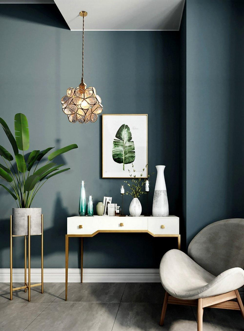 Glass Pendant Light with Petal Design-Lighting > Pendant Lights-casanuva-casanuva