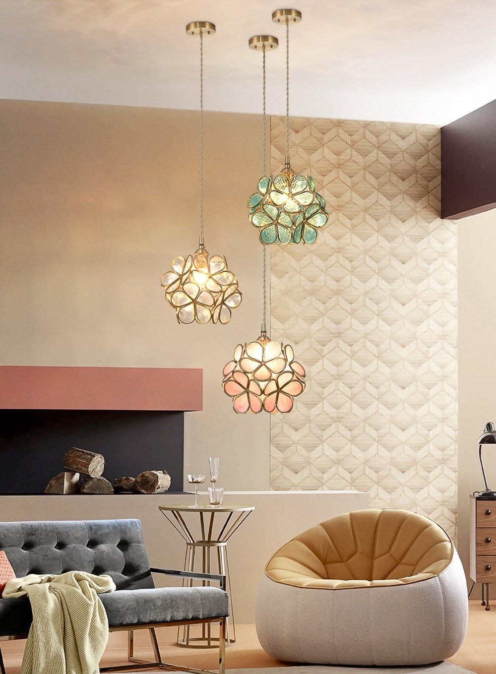 Glass Pendant Light with Petal Design-Lighting > Pendant Lights-casanuva-casanuva