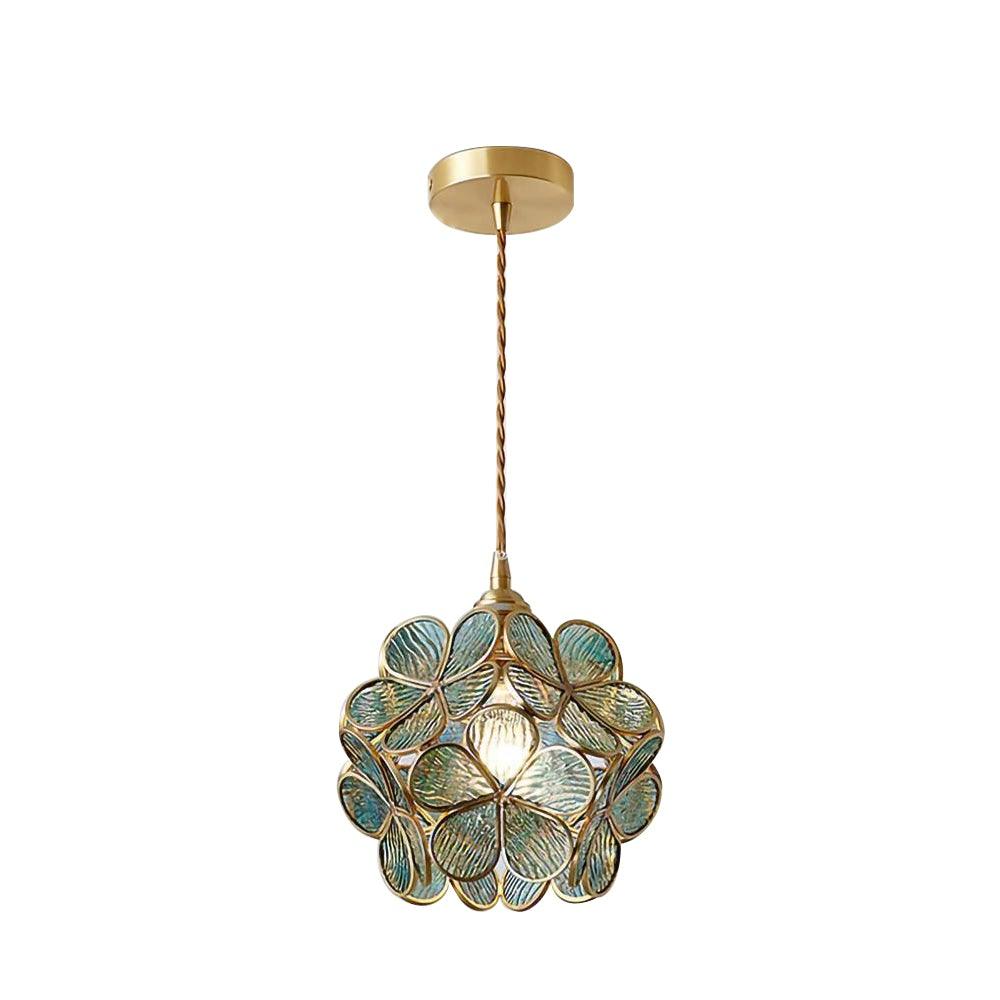 Glass Pendant Light with Petal Design-Lighting > Pendant Lights-casanuva-20cmxH20cm-Blue-casanuva
