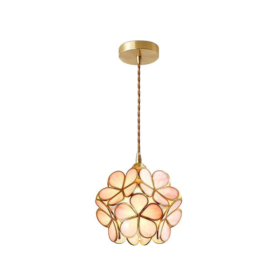 Glass Pendant Light with Petal Design-Lighting > Pendant Lights-casanuva-20cmxH20cm-Pink-casanuva