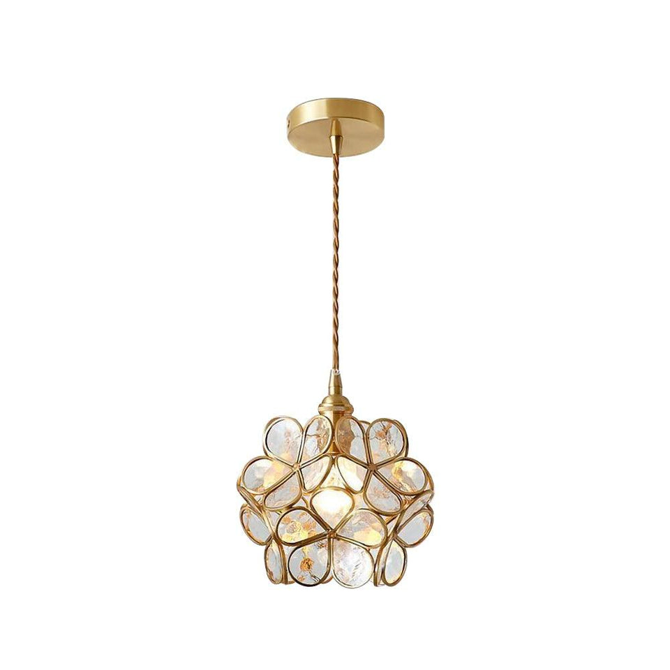 Glass Pendant Light with Petal Design-Lighting > Pendant Lights-casanuva-20cmxH20cm-Transparent C-casanuva