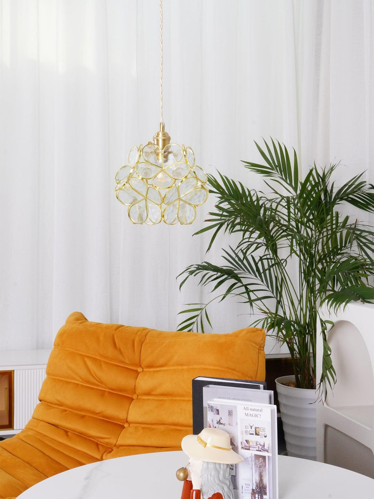 Glass Pendant Light with Petal Design-Lighting > Pendant Lights-casanuva-casanuva