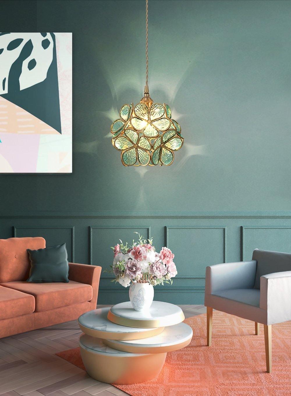 Glass Pendant Light with Petal Design-Lighting > Pendant Lights-casanuva-casanuva