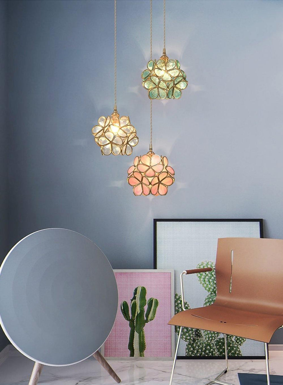 Glass Pendant Light with Petal Design-Lighting > Pendant Lights-casanuva-casanuva