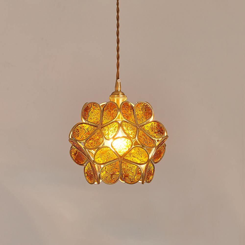 Glass Pendant Light with Petal Design-Lighting > Pendant Lights-casanuva-casanuva