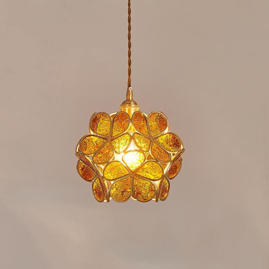 Glass Pendant Light with Petal Design-Lighting > Pendant Lights-casanuva-casanuva