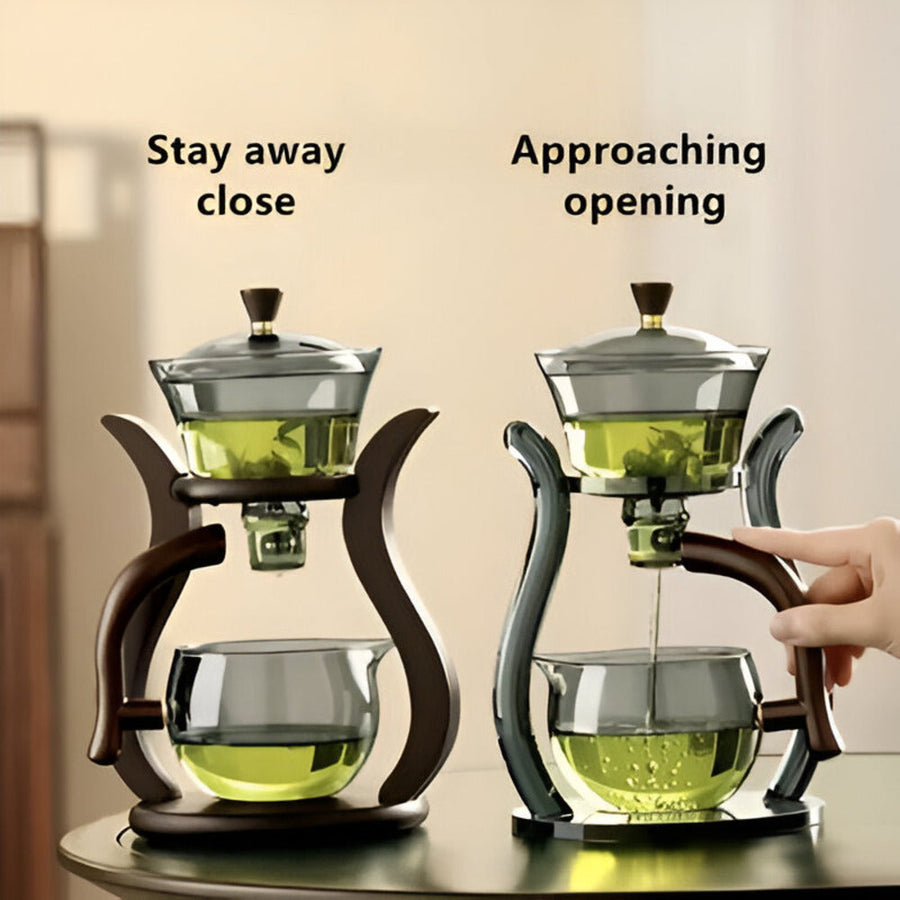 Glass Tea Drip Brewer with Wooden Stand and Magnetic Spout-Kitchen & Dining > Coffee & Tea-casanuva-casanuva
