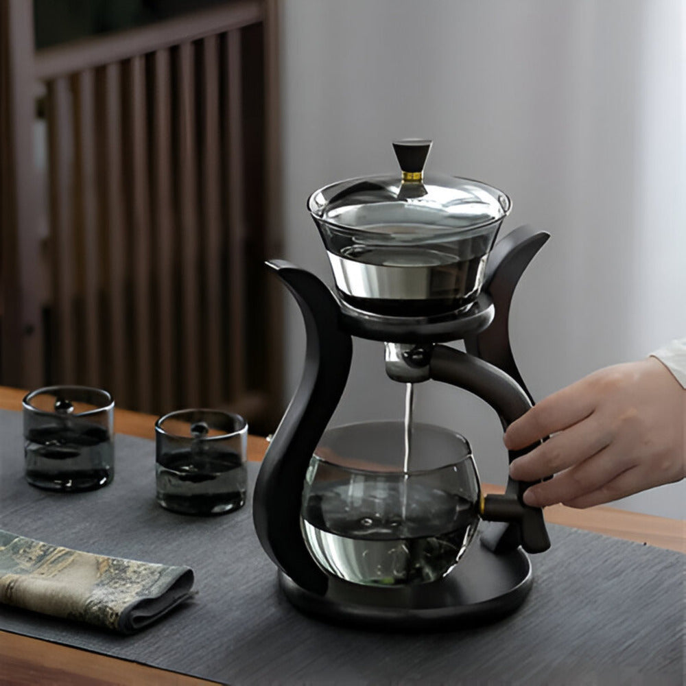 Glass Tea Drip Brewer with Wooden Stand and Magnetic Spout-Kitchen & Dining > Coffee & Tea-casanuva-casanuva
